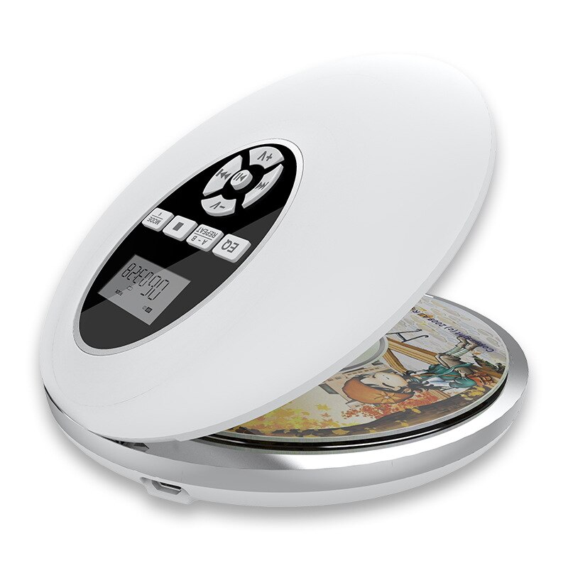 Bærbar cd-afspiller med bluetooth walkman-afspiller med lcd-skærm  o 3.5mm jackstik til (hvid)