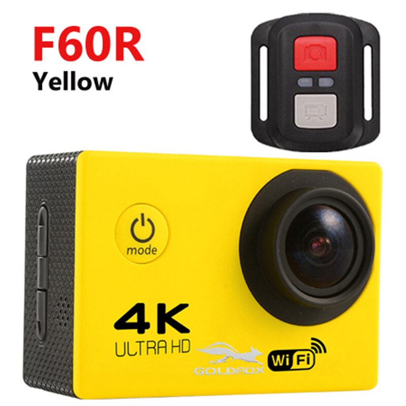 Ultra HD 4K Action WiFi Della Macchina Fotografica Videocamere 16MP 170 Go Cam Deportiva 2 pollici di Schermo F60 F60R Impermeabile di Sport camera pro 1080P cam: F60R Yellow