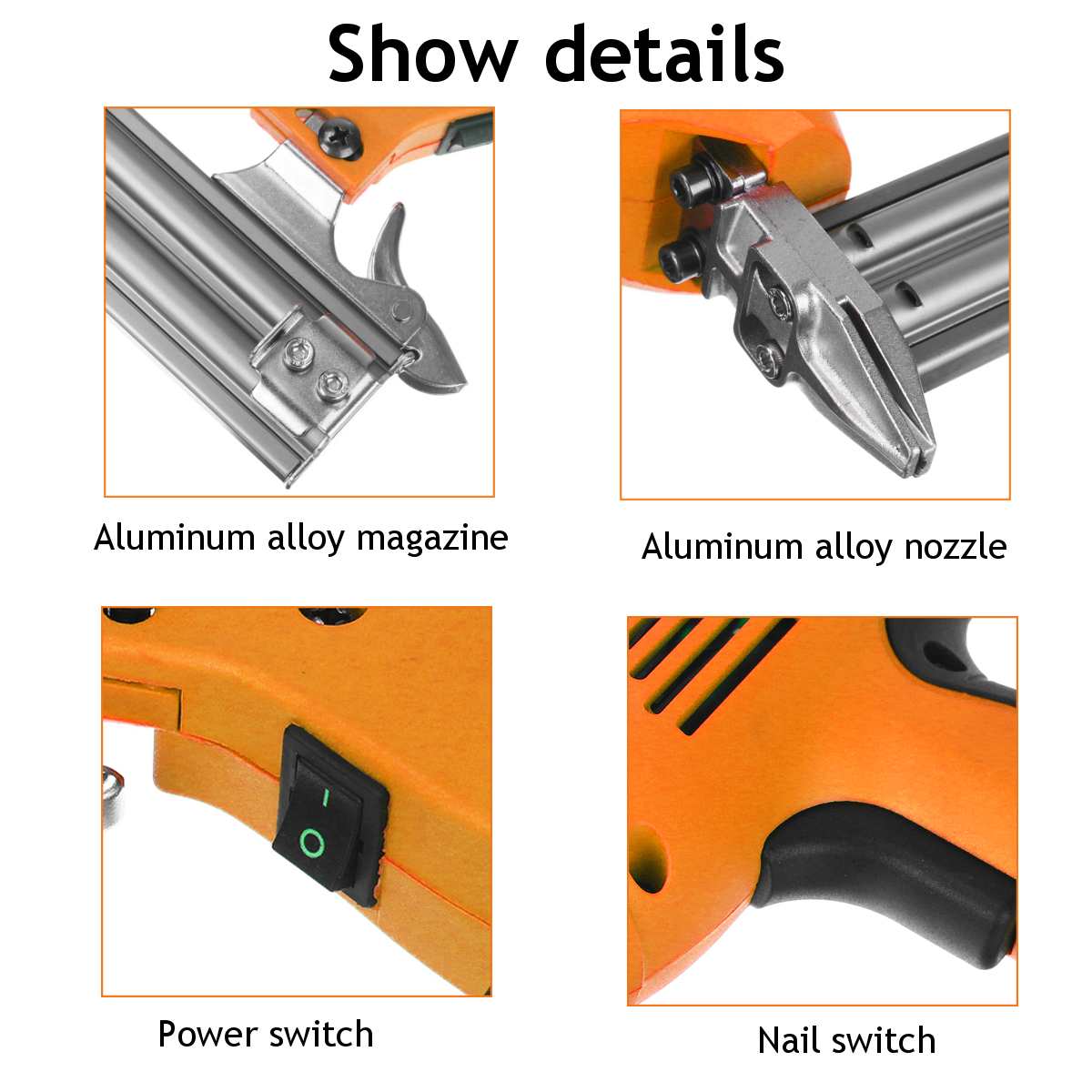 2300W Electric Nailer and Stapler Furniture Staple Gun for Frame with Staples & Nails Carpentry Woodworking Tools 220V