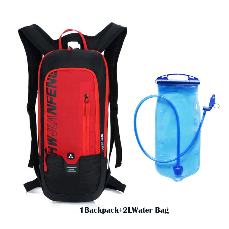 6L Waterproof Outdoor Backpack,Men's Mountain Bike Bicycle Bag,Cycling Hiking Camping Running Hydration Rucksack with Water Bag: RED with 2LWater Bag