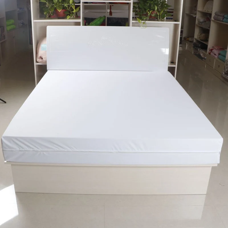 WASART 6-Side fully enclosed waterproof mattress protector cover with zipper fitted sheet style couple double bed protection pad: 200x200cm / WHITE