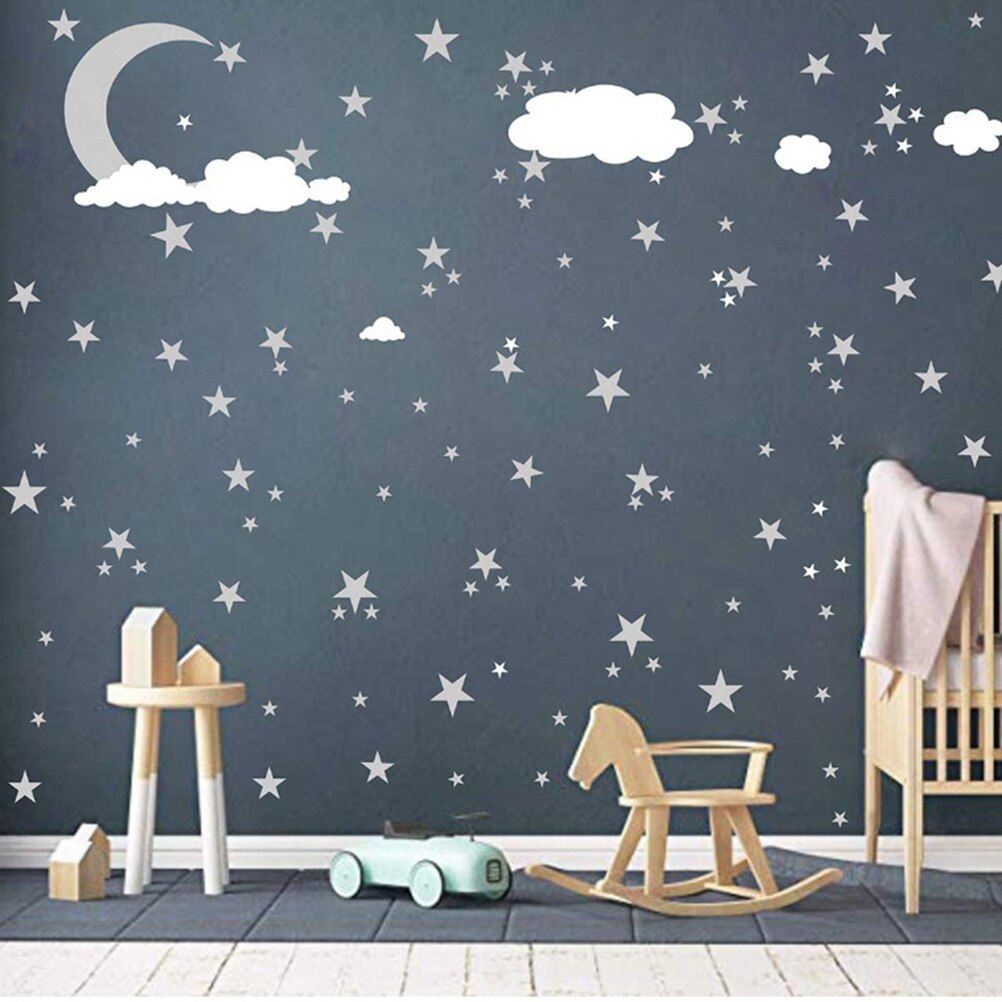 Væg klistermærke vægoverføringsbilleder skyer måne og stjerner vægoverføringsbillede børn baby værelse dekoration børnehave vægindretning