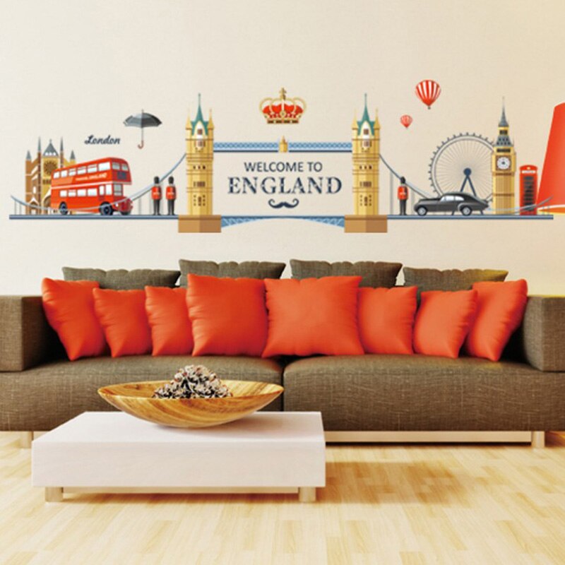London Wall Decals City Silhouette England Building Vinyl Murals Living Room Office Wall Art Rotterdam Stickers Home Decoration