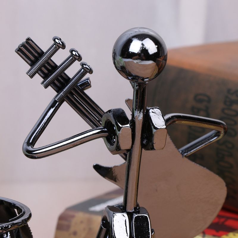 Metal Music Player Musician Pen Pencil Holder Desktop Storage Organizer Brush Pot Ornament