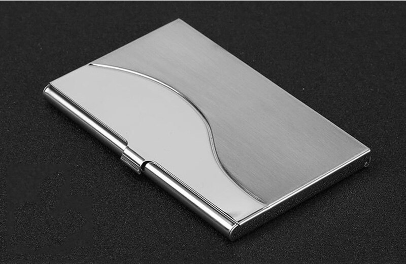 Stainless Steel Business Credit Card Holder Men Women Metallic ID Card Holder Protable Rfid Wallet Porte Carte Blocking Case: wavy