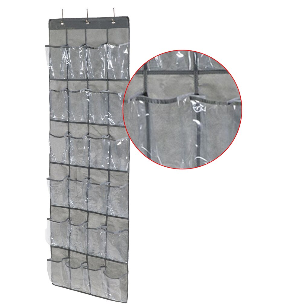 1pc 24 Grid Over Door Hanging Organizer Convenient Storage Holder Rack Closet Shoes Shoe Rack Non-Woven Fabric Shoes Holder