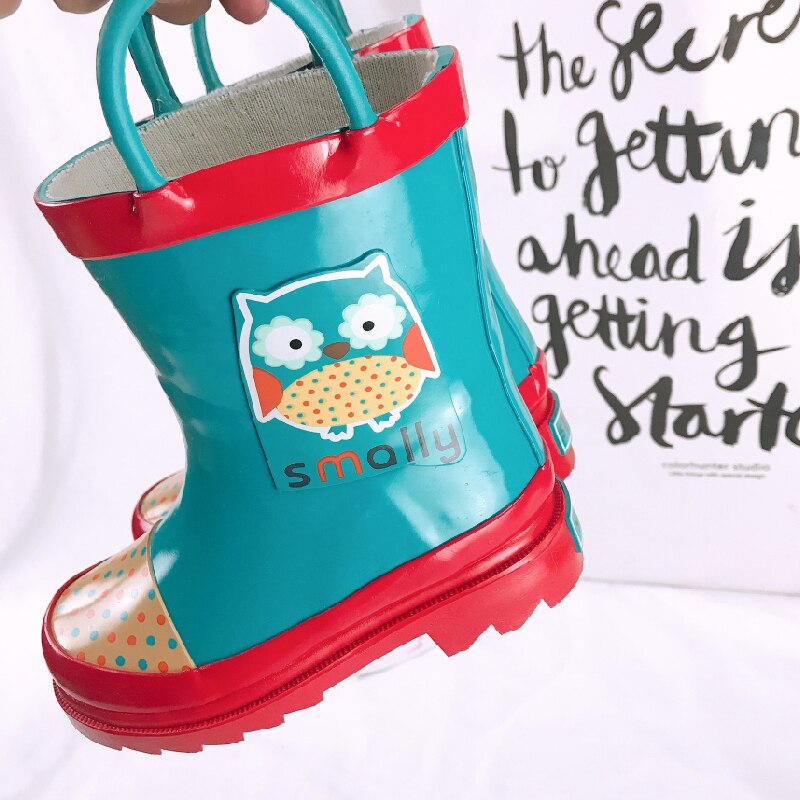 Kidshandle punho-it chuva bota sapato bonito dos desenhos animados da criança do bebê botas à prova dwaterproof água crianças sapatos de borracha crianças tornozelo bota para menina menino: Blue / 31 insole 20.8cm