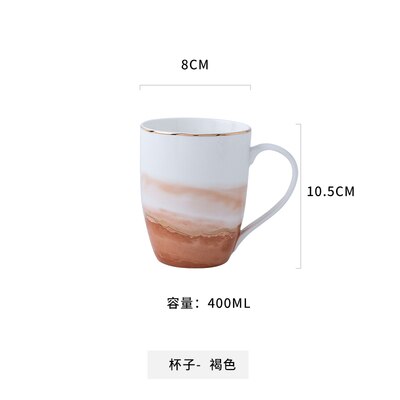 Assiette en céramique dorée vaisselle décoration de la maison assiette en porcelaine plat gâteau pâtisserie assiette à gâteau de fruits bol à soupe de riz tasse à thé: Brown mug