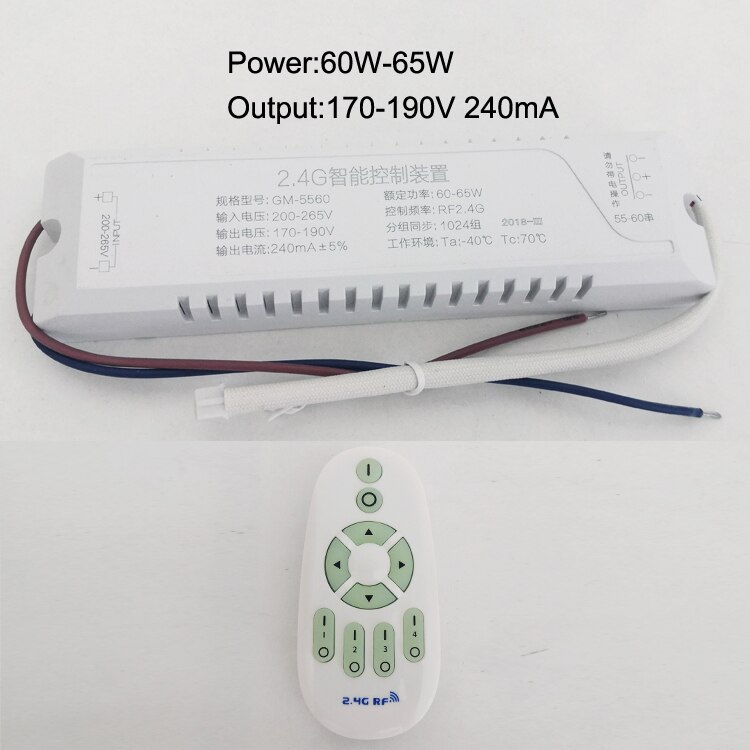 Justering af farvetemperatur og dæmpbar led transformer 2.4g fjernbetjening led driver isoleret og sikker intelligent strømforsyning: 220v 60-65w