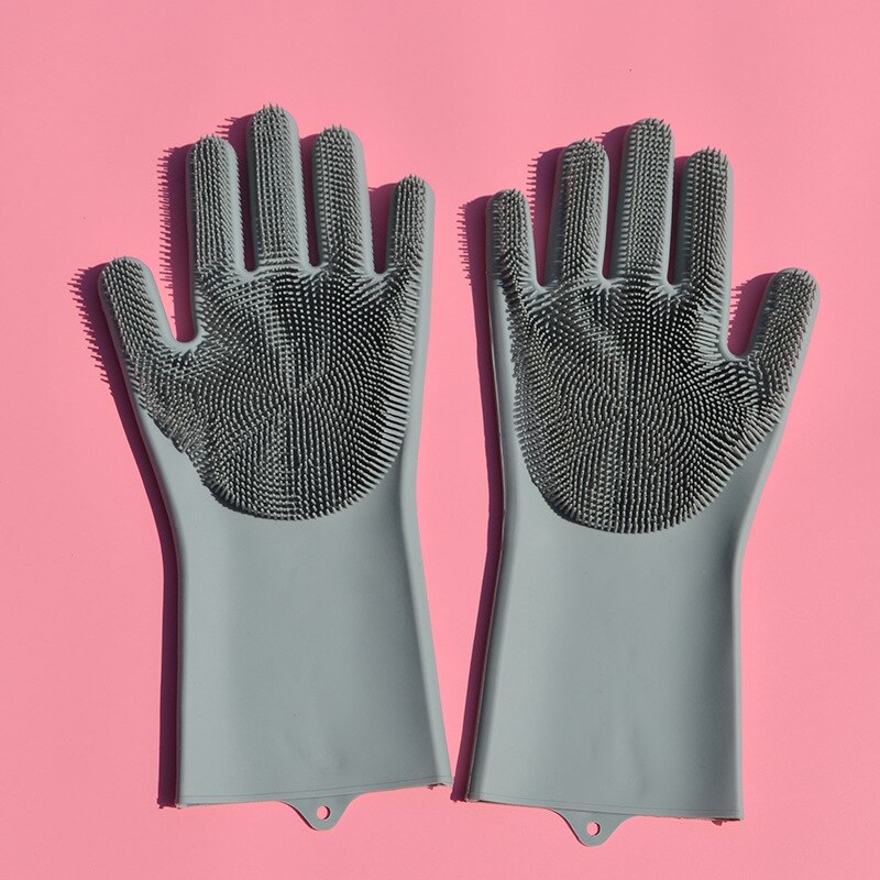 Multi-Functionele Siliconen Handschoenen Siliconen Handschoenen Keuken Wassen Handschoenen Siliconen Oven Verbrandingsbeveiliging Handschoenen Keuken Clean Tool: Grey