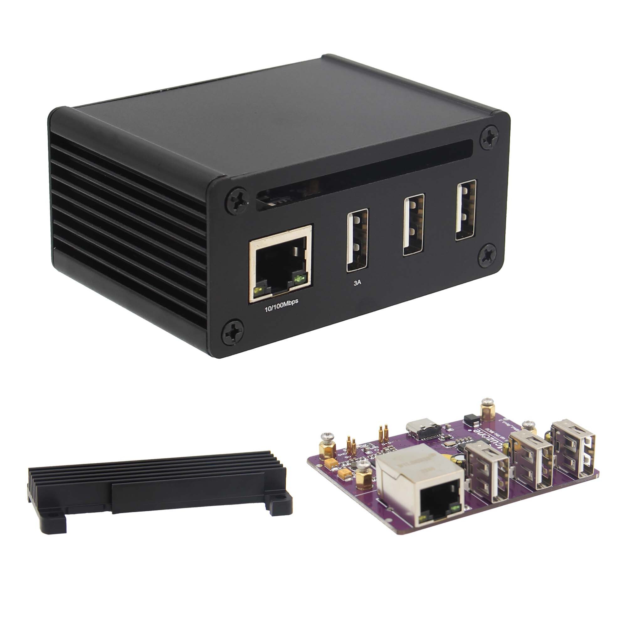 Raspberry pi zero 2 w Gigabit Ethernet Expansion Board with Aluminum Alloy Case (M200)