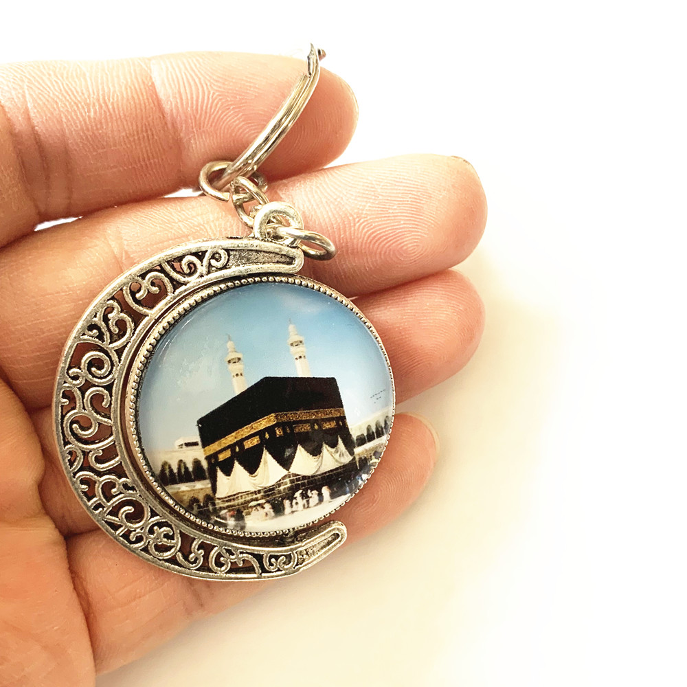 Kaaba Crystal Keychain Muslim Ramadan Both Side Key Ring
