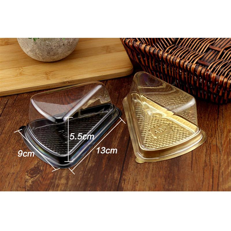 10PCS Triangle Cake Box Plastic Sandwich Packaging Cake Boxes Plastic Cake Packing Box Bakery Cake Packaging (Black)