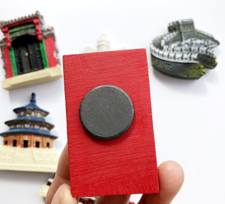 Souvenir Fridge Magnets Beijing Tiananmen Square Courtyard Great Wall Resin Sticker Building Travel Refrigerator Magnet
