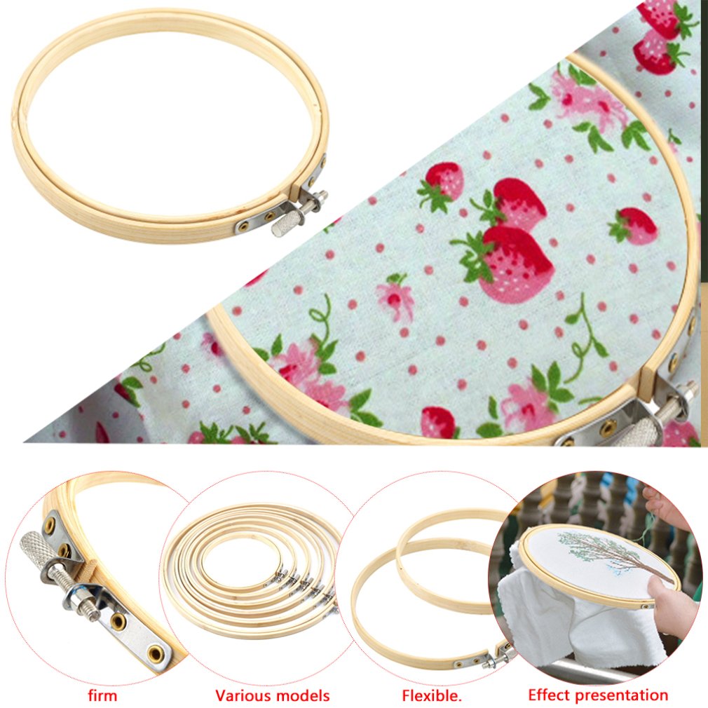 Handy trækorsstingsmaskine broderi ring ring bambus syning 13-30cm sytilbehørsværktøjer