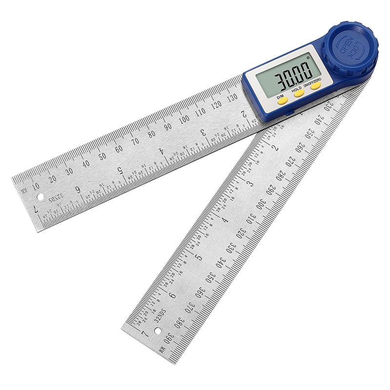 GTBL 7 Inch Digital Angle Finder Ruler, 2 In 1 Stainless Steel Digital Angle Ruler With Degree/Minute Conversion: Default Title
