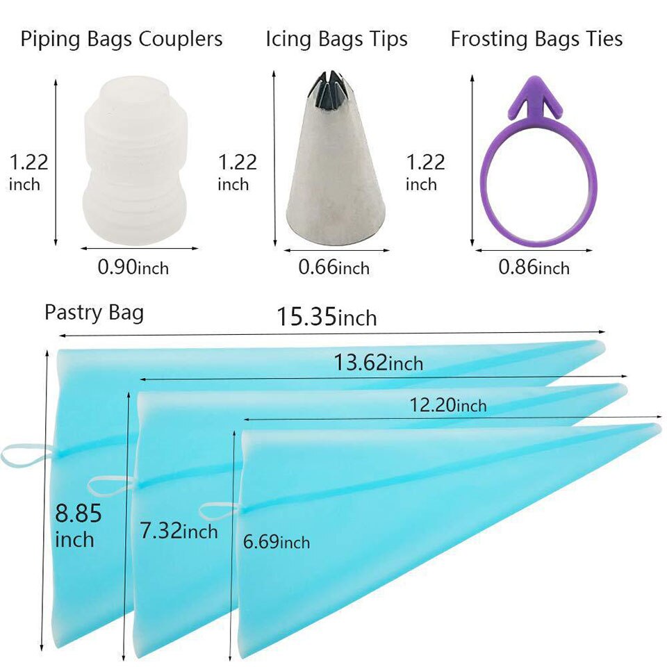 Bolsas reutilizables para glaseado de 34 piezas, Juego de puntas con bolsas de glaseado para decoración de pasteles, boquillas para glaseado, bolsa de pastelería, suministros para hornear