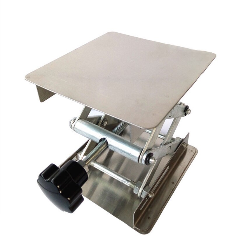 Mesa elevadora de tijera para laboratorio, plataforma de soporte de tijera para laboratorio, de acero inoxidable, placa de 100x100mm, altura de 150mm