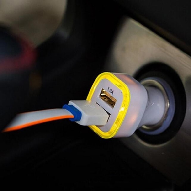 Mini USB 2 Port Car Charger Adapter 2.1A With Light Display Universal Dual USB Phone Car Charger