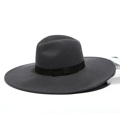 Men Fedora Hat Australia Wool Women's Hats 12cm Large Brim Woolen Hat for Classic Church Wool Felt Hat: gray