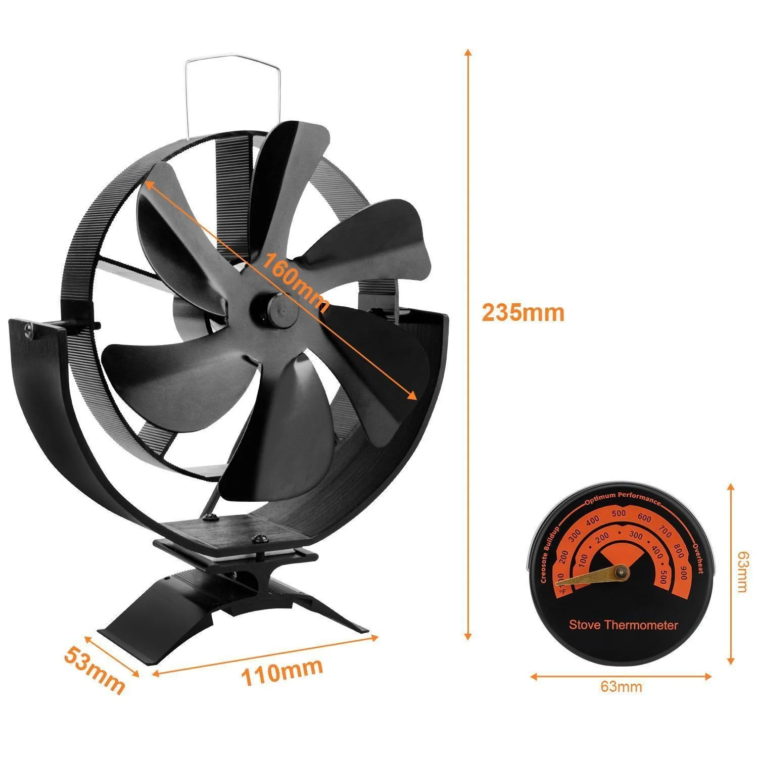 6 FlüGel wärme betriebener Ofen Ventilator 360 rotierender Holz brenner Kamin leiser Kamin lüfter Heizung effiziente Wärme verteilung: Ursprünglich Titel