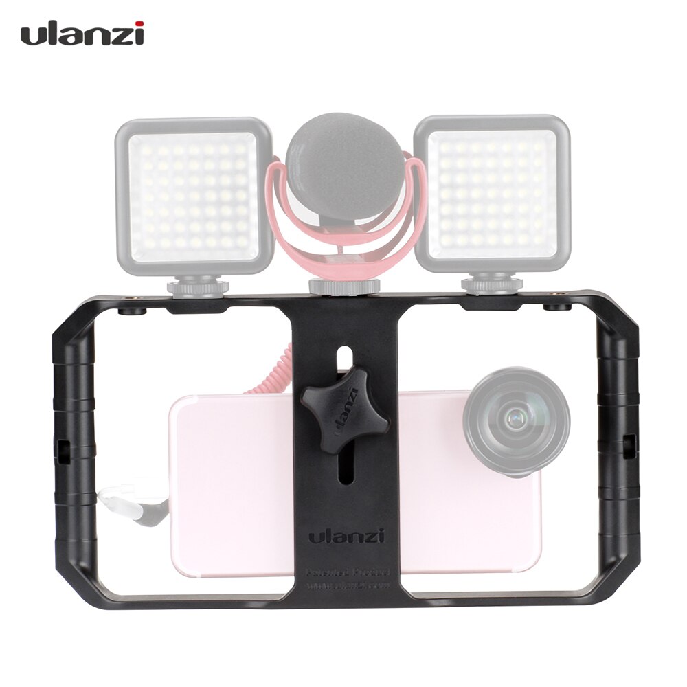 Ulanzi U-Rig Pro 3 Schoen Handheld Smartphone Video Rig Film Vlogging + Mic + VL49 Mini Licht + MT-08 Mini Statief Voor Iphone Samsung