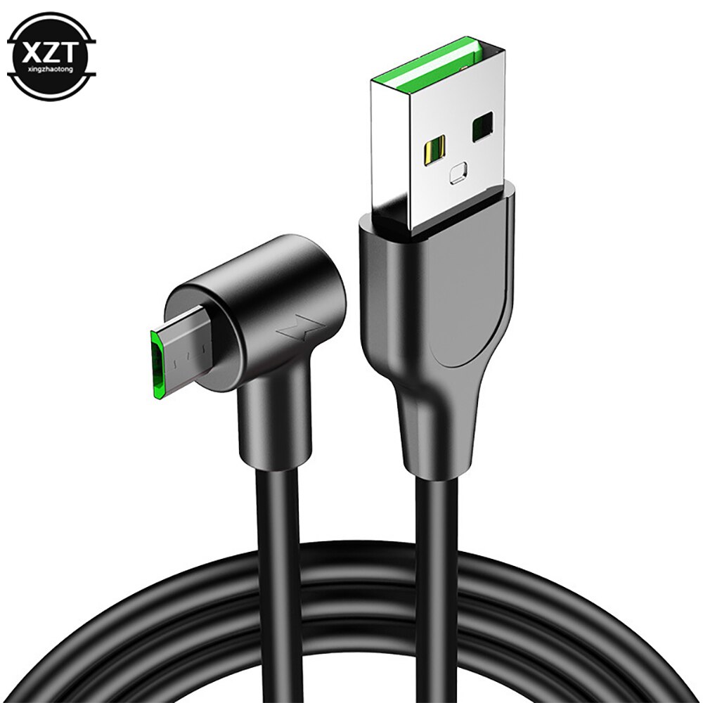 Cable Micro USB 90 grados codo Nylon trenzado 1M 1,5 m 2m carga rápida cargador datos Cables para Samsung S7 Xiaomi Redmi Microusb