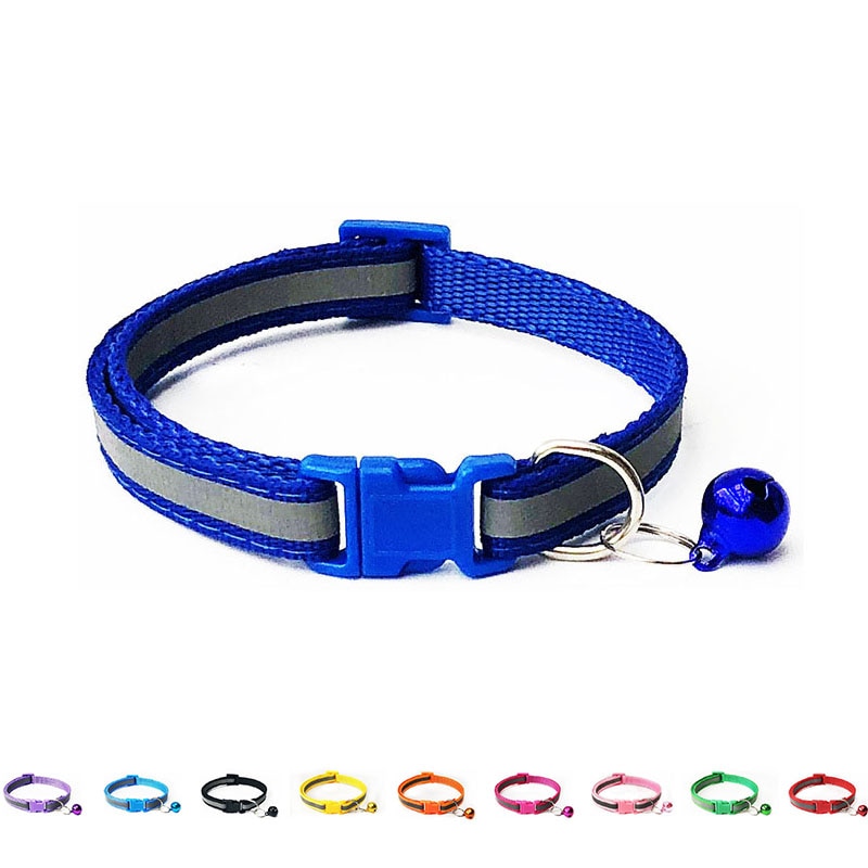 Reflekterende kattehalsbånd med klokke, solidt nylon kæledyrshalsbånd sikkert udbruds kattehalsbånd justerbar ultralet hals 19-32cm