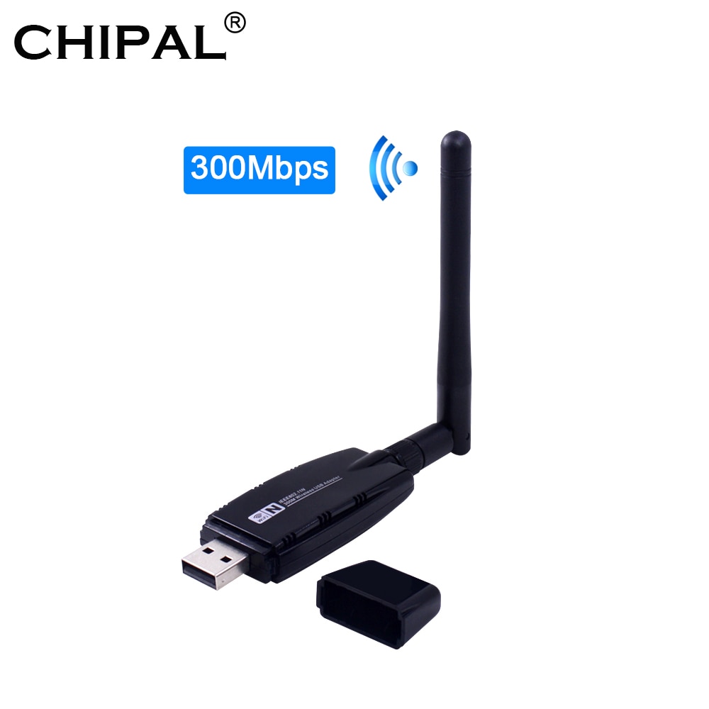 CHIPAL 300Mbps Wireless Network Card RTL8192 USB WiFi Adapter 802.11n Wi-Fi Receiver AP 3dBi Antenna for PC Windows Linux MAC