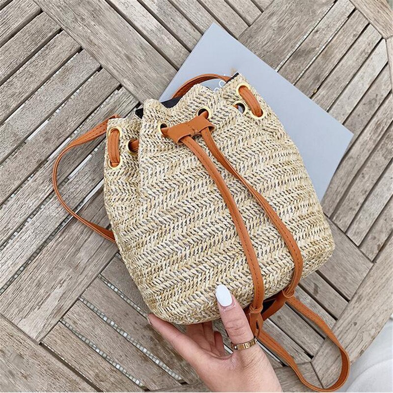 Zomer Vrouwen Kwasten Emmer Crossbody Schoudertas Strand Straw Woven Draagtas Stro Tassen