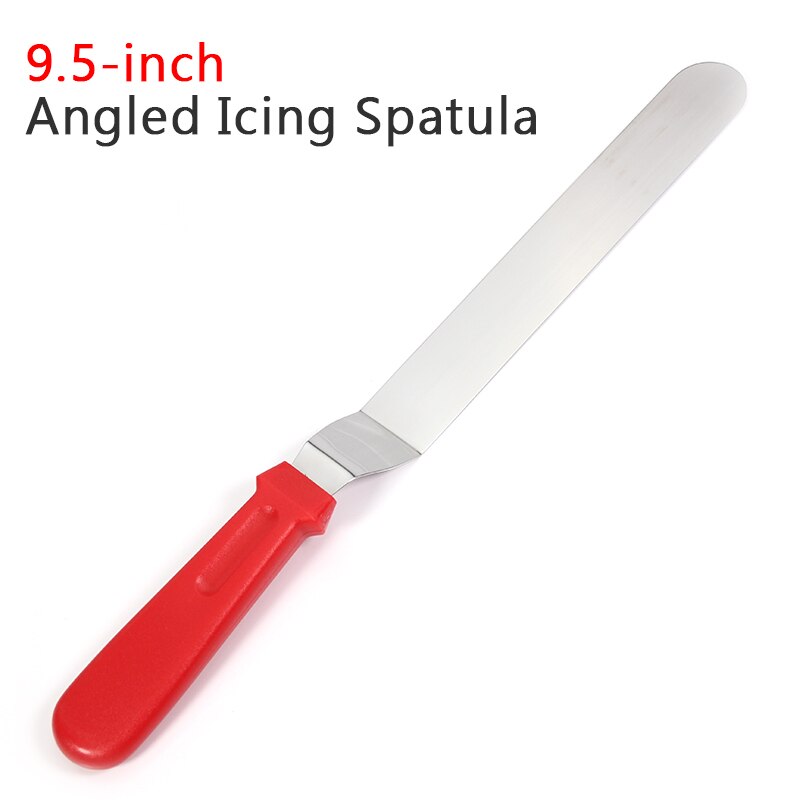 Angled Icing Spatula - Cake Frosting Spatula - Stainless Steel - Baking and Cake Decorating Supplies - Use for Kitchen or Bakery: Red 9.5 inch