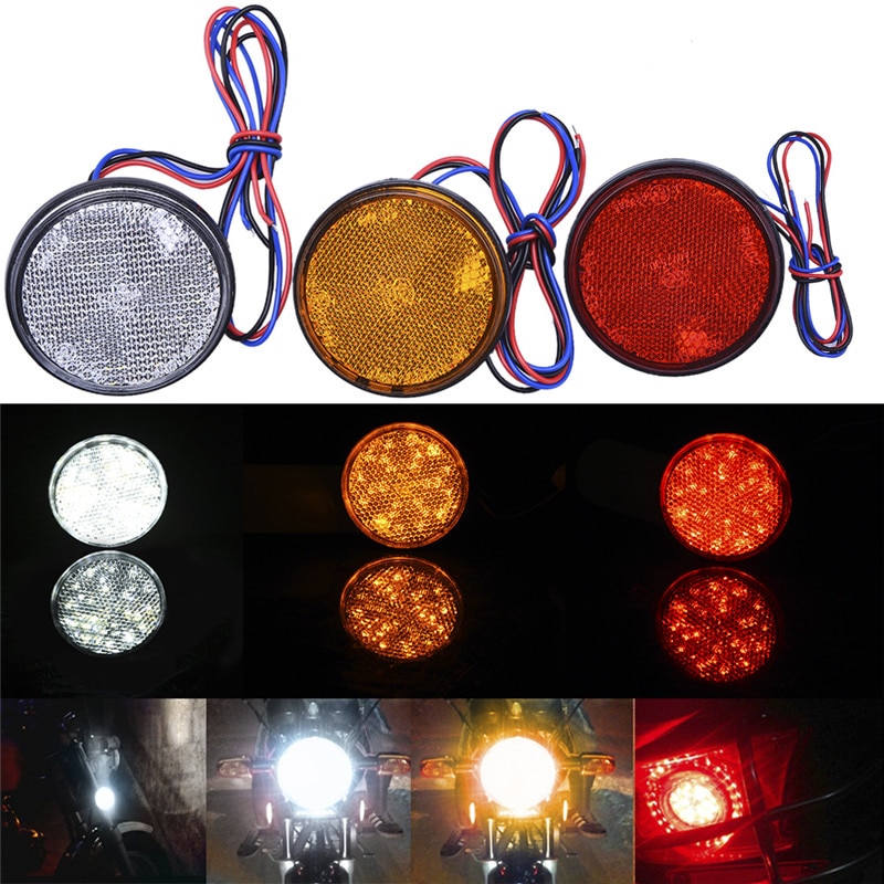 Red Yellow White 24 SMD Car Round Tail Lights Turn Singal Light ATV LED Reflectors Truck Side Warning Lights