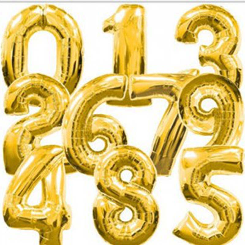 number 16 inches of gold and silver balloons on Year's birthday party balloons decoration family wedding 1 PCS