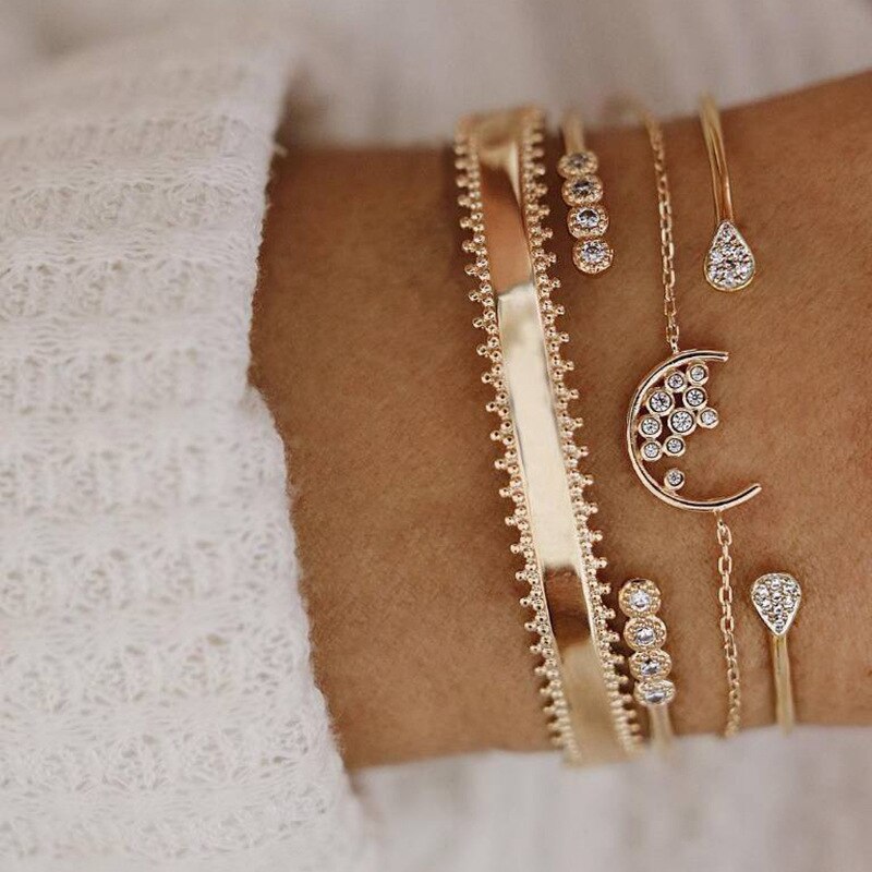 Bohemian Handgemaakte Kralen Ketting Armbanden Set Voor Vrouwen Boom Hart Maan Kompas Charm Bangle Dames Mode-sieraden: 48