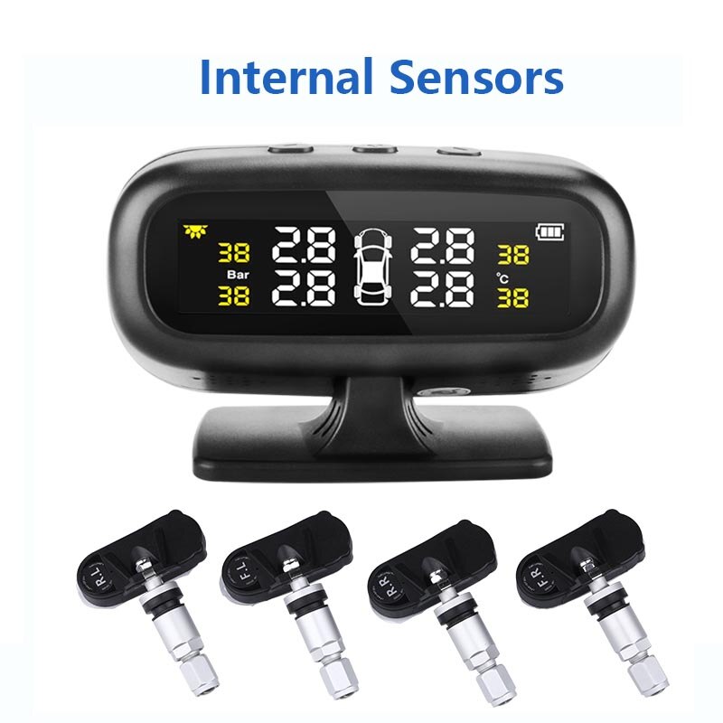 TPMS Car Tire Pressure Temperature Monitoring System with Four Sensors High-Precision Intelligent Alarm LCD display USB output: TY568-N