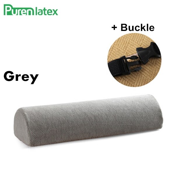 Purenlatex hukommelse skum halvcirkel pude multi formål pude nakke smerter lindring ortopædisk pude pude sengetøj pude: Grå med spænde