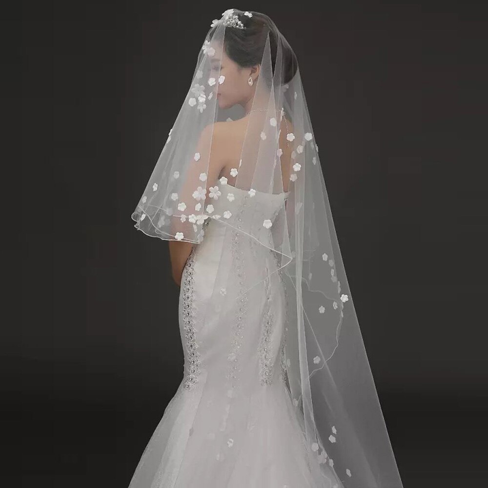 Wedding Veil Flowes 2.5meter Luxury Long Wedding Veil Bridal Veils Cheap Wedding Accessories In stock