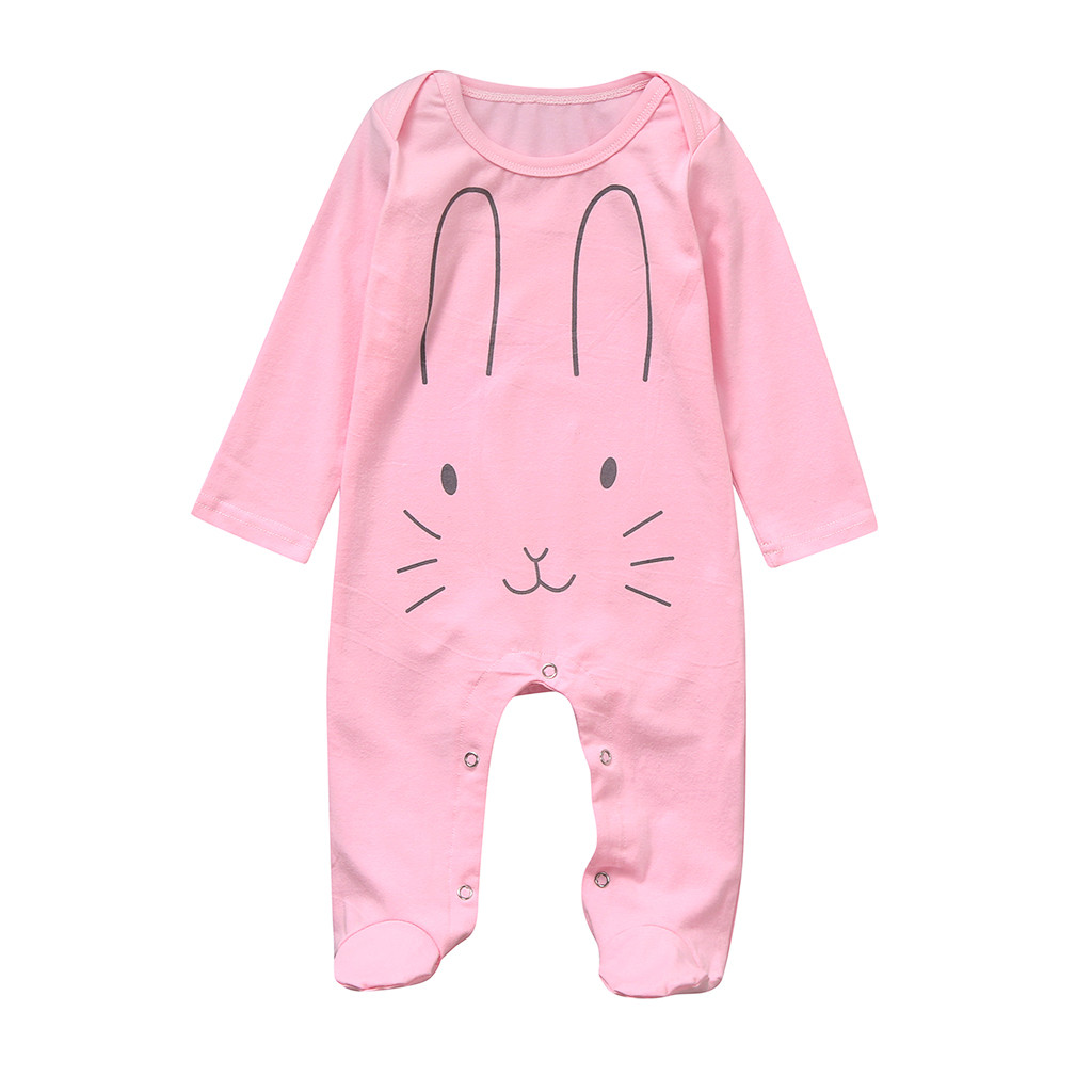 Pasgeboren Baby Rompertjes Leuke Baby Meisjes Jongens Lange Mouwen Rabbite Cartoon Leuke Romper Katoenen Baby Jumpsuit Cartoon Kostuum: Pink / 18m