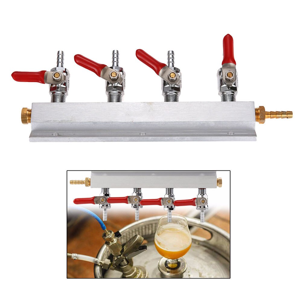 2/3/4 Ways CO2 Splitter Gas Distribution Home Brewing Draft Beer Block Manifold by using a single CO2 tank for multiple kegs.