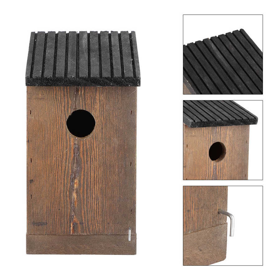 Wood Bird House Garden Hanging Wooden Bird Cage House DIY Breeding Parrots Bird Nesting Box for Outdoor Decoration 12x12x23.5cm