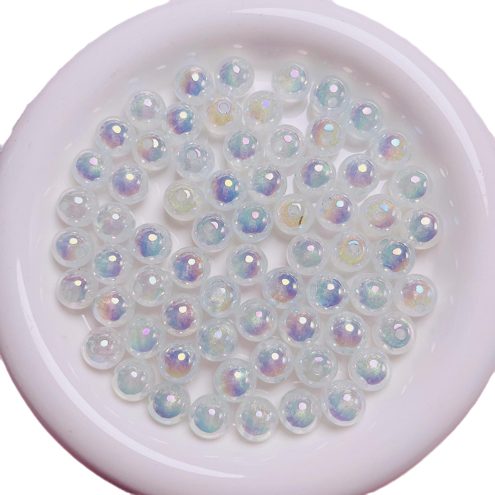 10 Uds. De cuentas acrílicas de colores AB con purpurina transparente de DIY para pulsera, collar, fabricación de ideas de joyería: Gris / 16 mm