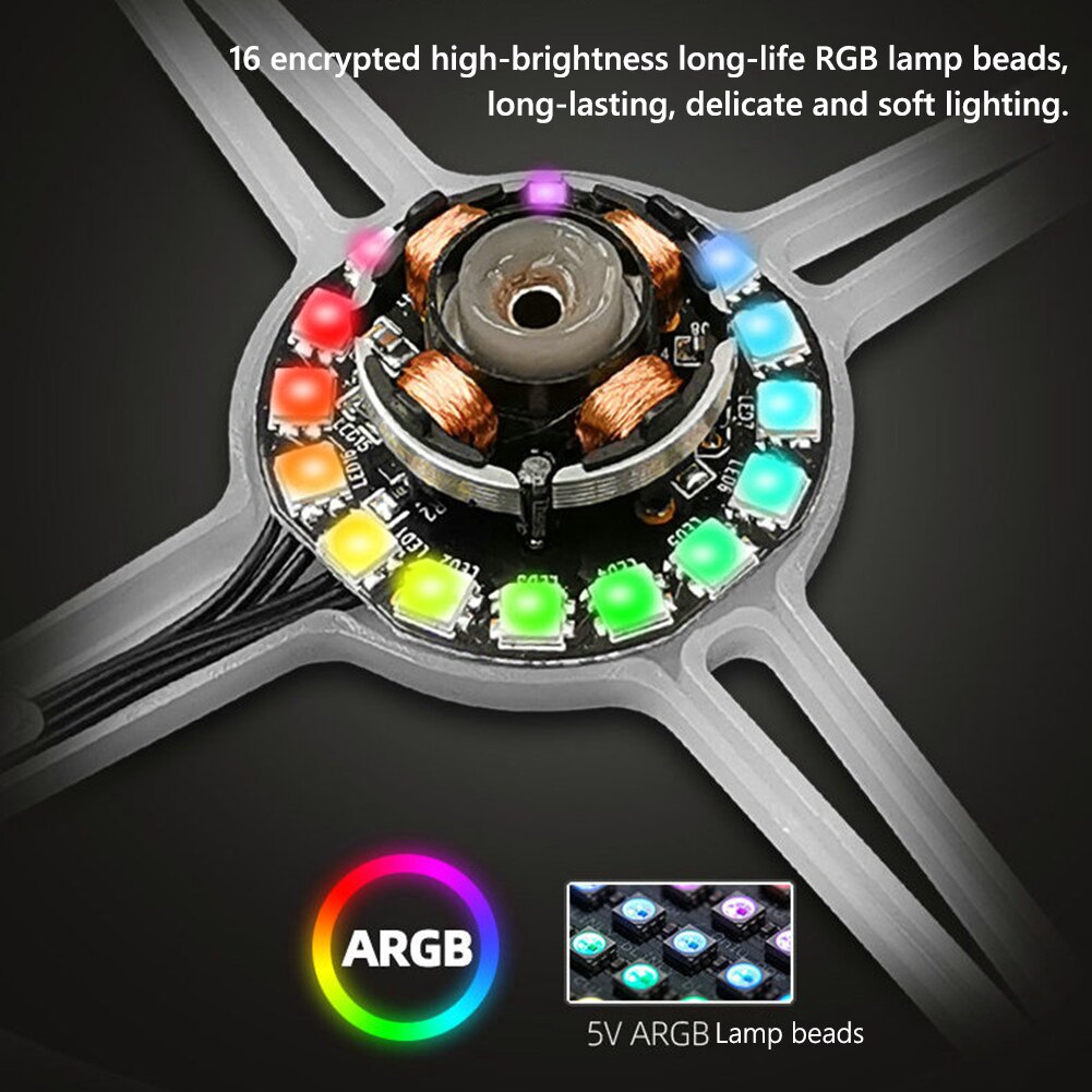 Computer Host Fan Cooling Fan Desktop 12cm Silent Chassis Radiator RGB Hydraulic Bearings PC Case Cooling Fan