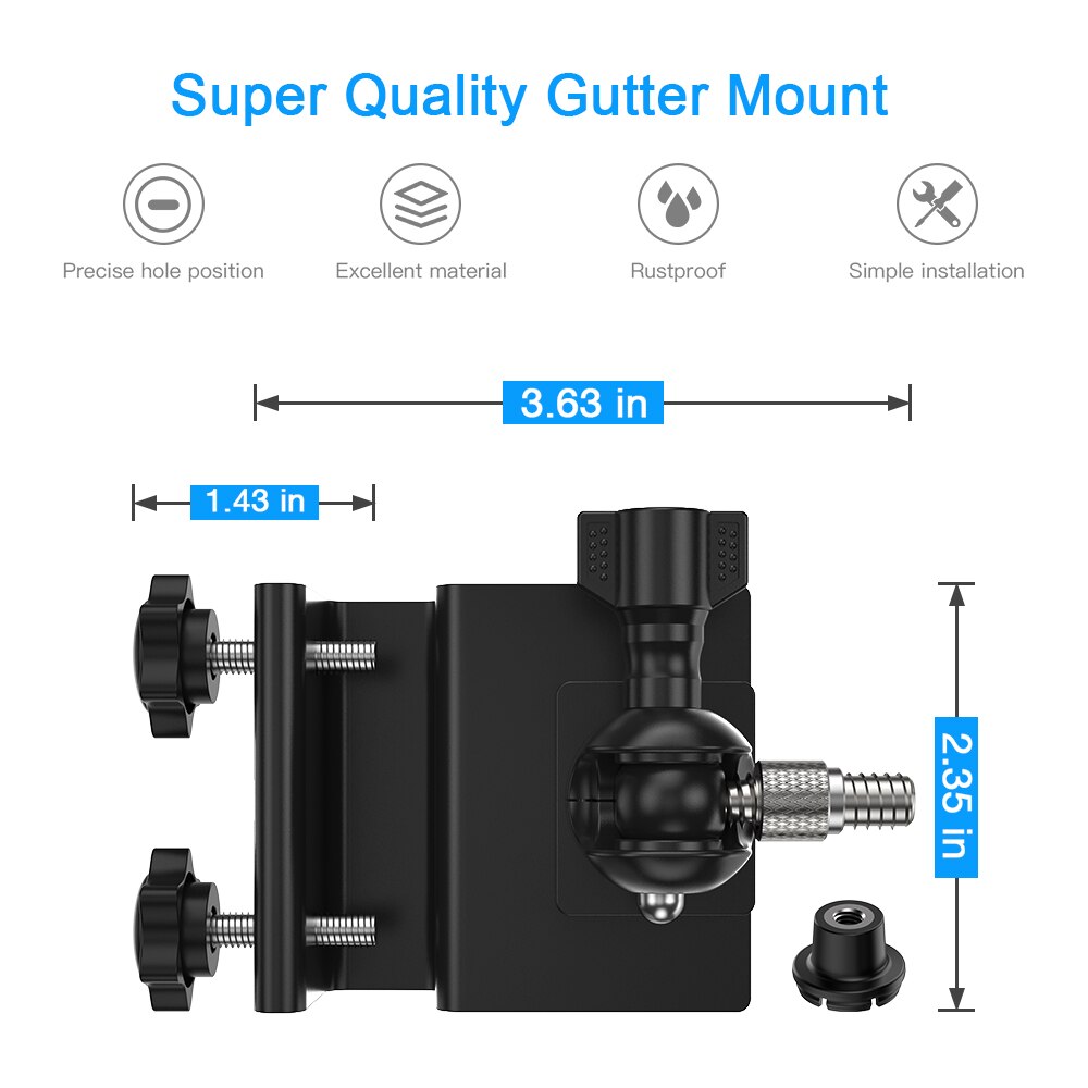 Gutter Mount Bracket Protective Adjustable Mount with Blink XT 1/4 Adapter for Blink XT Camera Mounting Bracket Outdoor Indoor