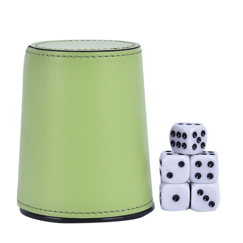 Pu Leer Flanel Dobbelbeker Bar Ktv Entertainment Dobbelstenen Cup Met 5Pcs Dices: green