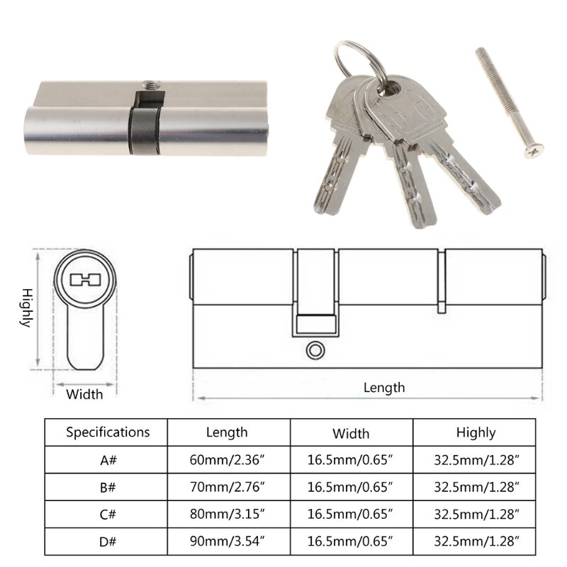 Euro cilinderslot, slotcilinder dubbel open slot deur raambeveiliging 55 60 70 80 90 100 110 120 mm cilinder woonkamer slot handvat op maat gemaakte
