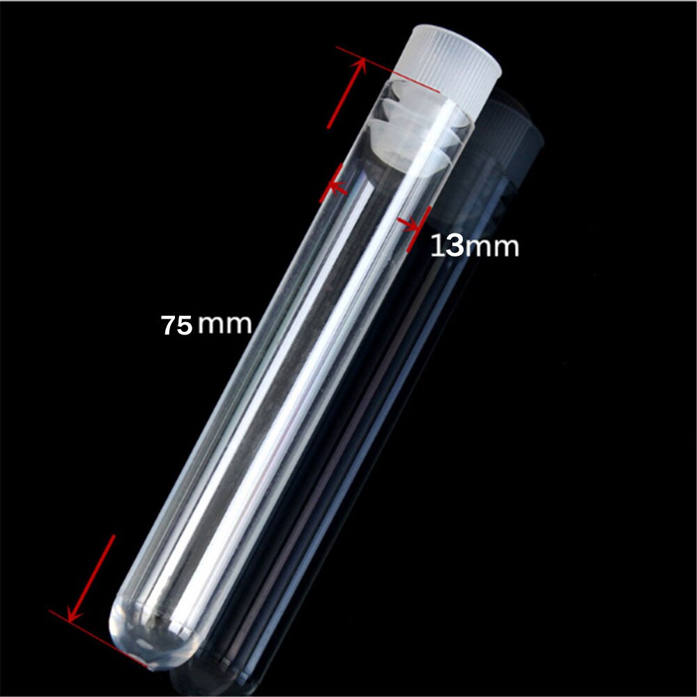 10Stck 13mm * 75ml Klare Kunststoff Reagenzglas Mit Deckel-Geformten Unteren Lange transparent Reagenzglas labor Experiment Zubehör