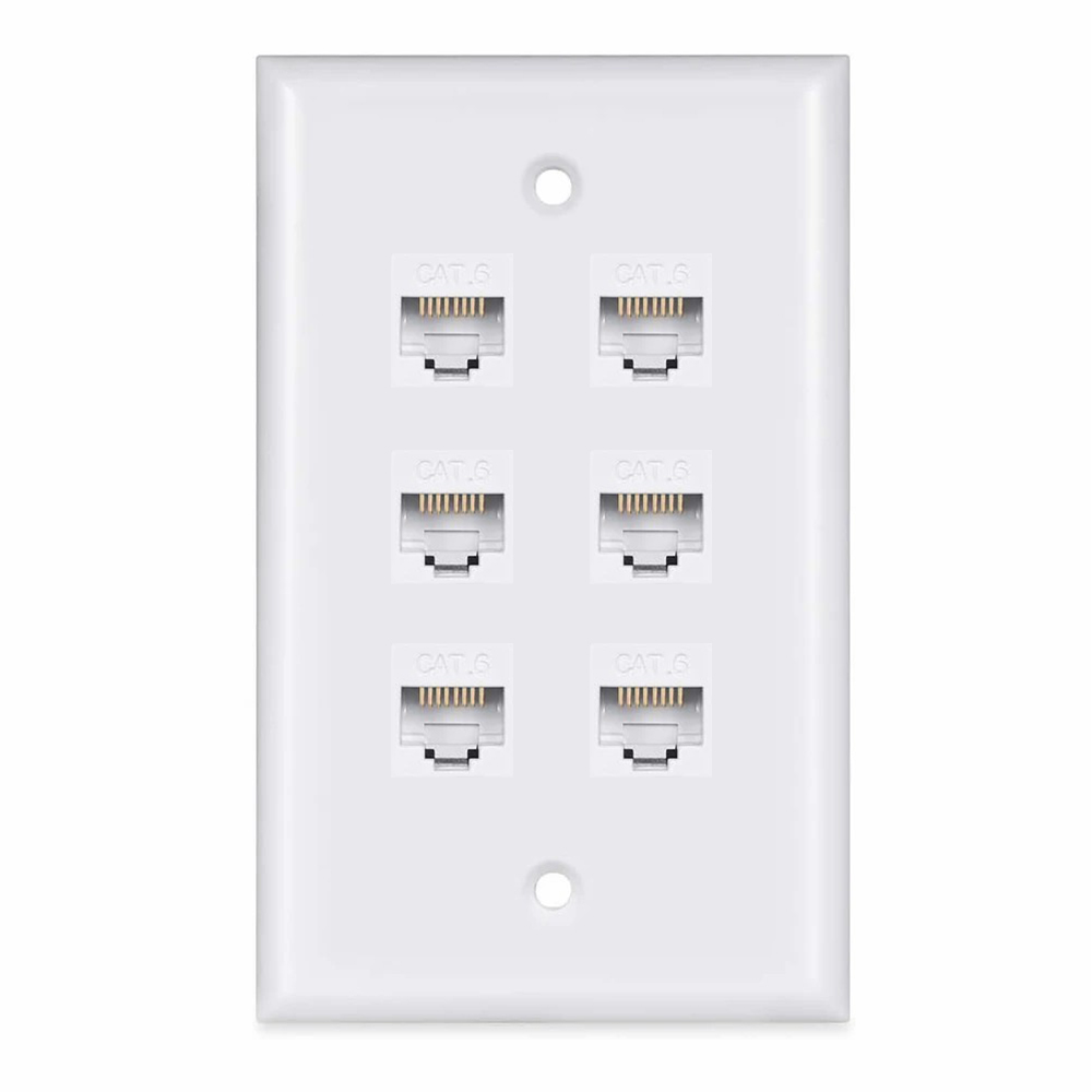Plaque murale Ethernet ZoeRax Cat 6, plaque murale Ethernet femelle-femelle amovible Compatible avec les appareils Ethernet Cat6/5/5e: Argent / 1,8m
