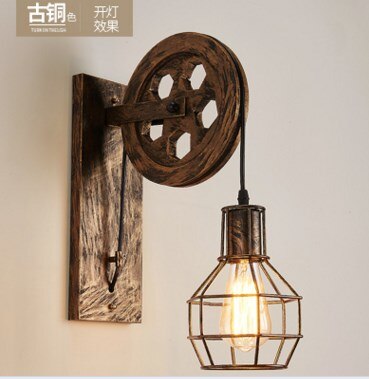 Løfteremskive væglampe retro jern loft lys spisestue korridor værelse dekorativt lysarmatur boligindretning væglampe: -en