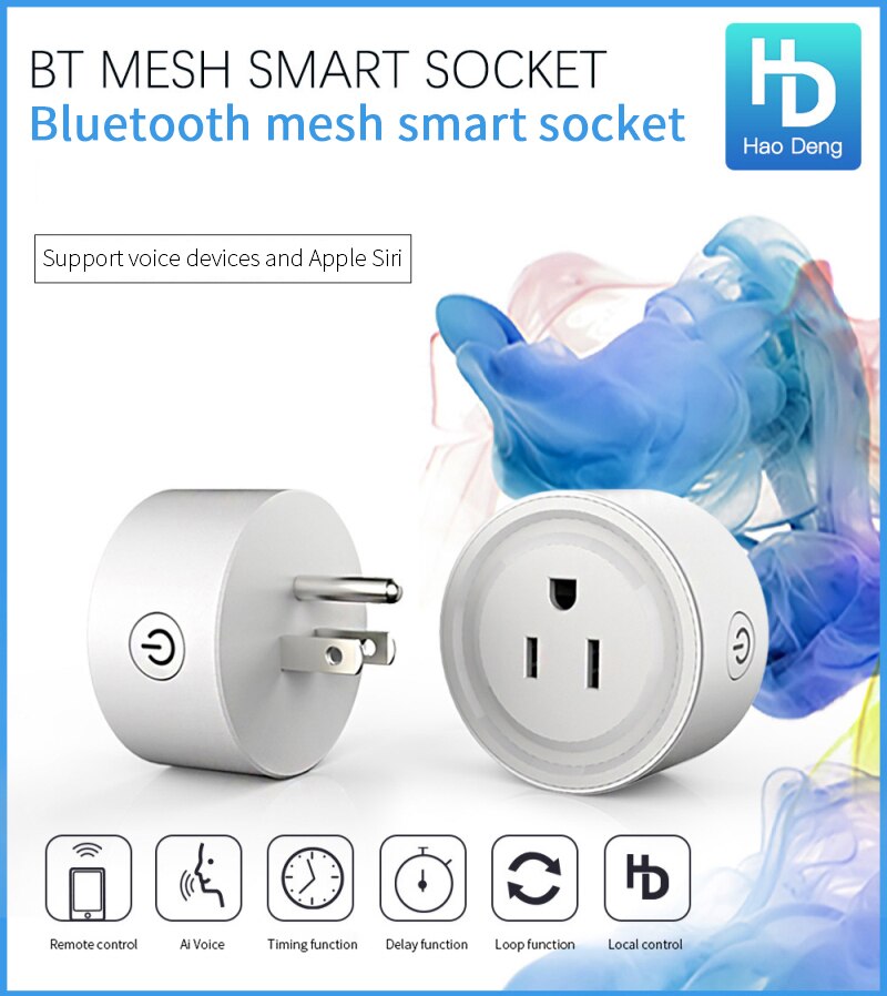 WiFi Bluetooth Mesh Smart Plug US Outlet Smart Socket Remote Control Suitable For Alexa Google Home Assistant For Hao Deng APP
