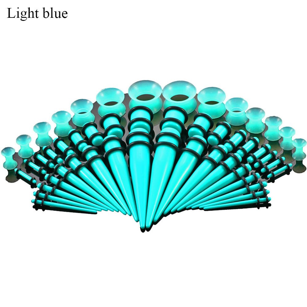 Acryl Oor Gauge Doorstoken Oorbellen Taper En Plug Stretching Kits Gemengde Kleur Oor Flesh Tunnel Uitbreiding Body Piercing Sieraden: light blue